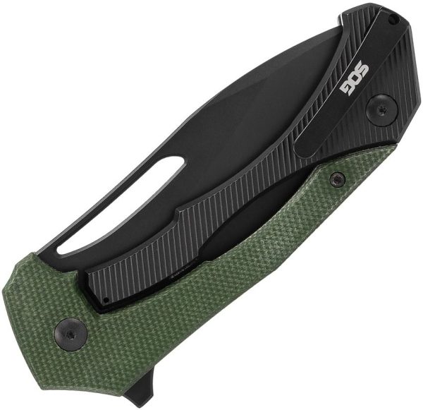 SOG Bulwark Framelock Folding Knife D2 Steel OD Green Micarta