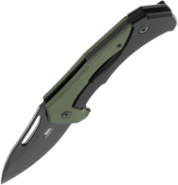 SOG Bulwark Framelock Folding Knife D2 Steel OD Green Micarta