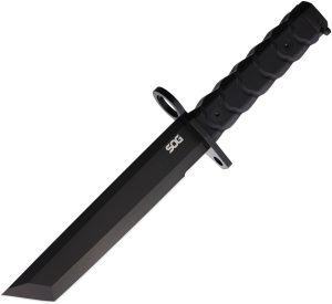 SOG Bar15T Combat Knife Tanto Fixed Blade AUS-8 Black G10