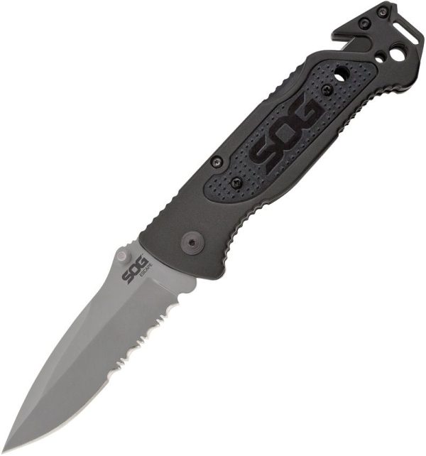 SOG Escape Bead Blast Folding Knife 9Cr18MoV Black Aluminum