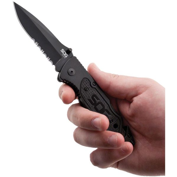 SOG Escape Black Folding Knife 9Cr18MoV Stainless Multi-Tool