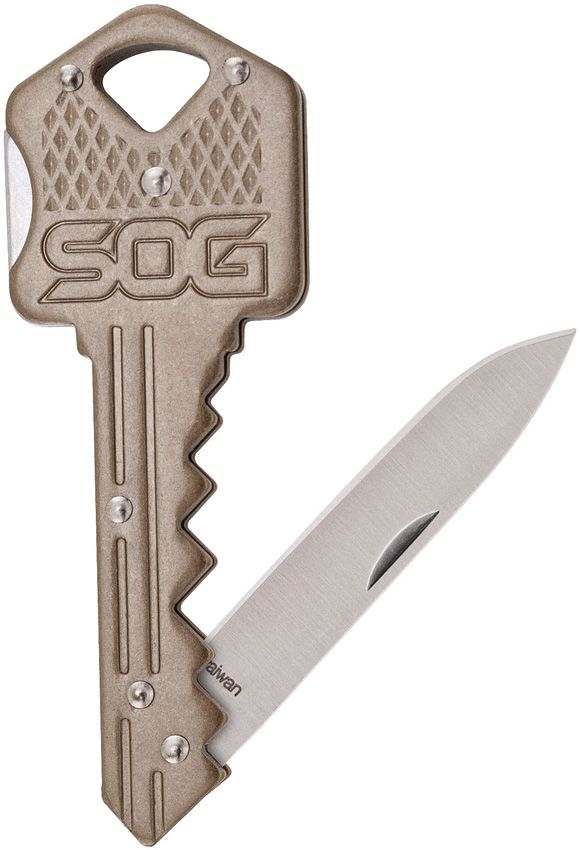 SOG Key Knife Lockback - Brass Tone Stainless