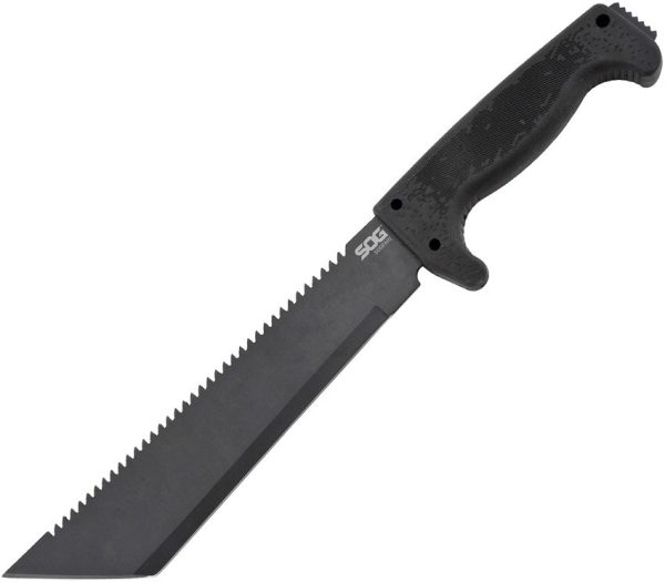 SOG SOGfari Machete Tanto 10" Fixed Blade Sawback Black