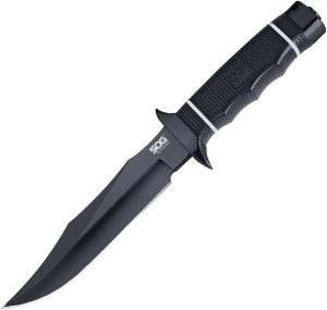 SOG Tech Bowie Fixed Blade Knife AUS-8 Black Tactical