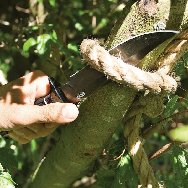 SOG Tech Bowie Fixed Blade Knife AUS-8 Black Tactical