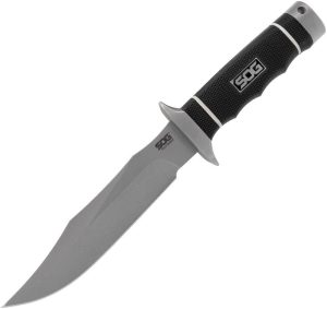 SOG Tech Bowie Stonewash Fixed Blade AUS-8 Tactical Knife
