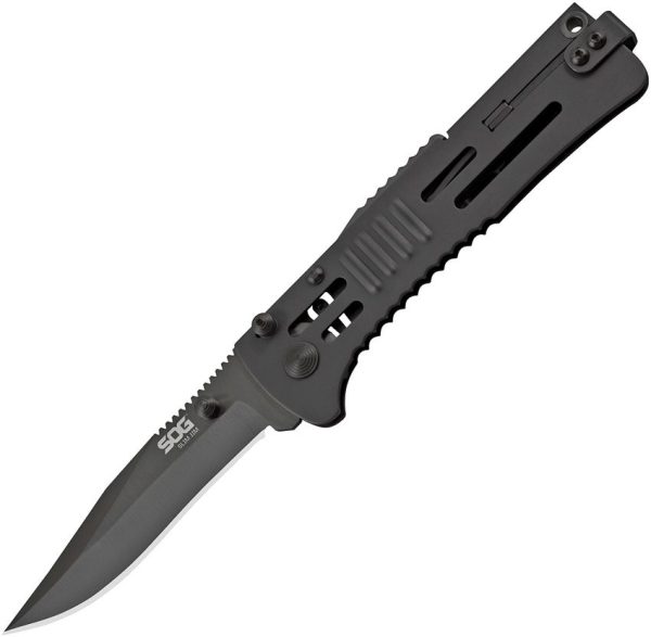 SOG Slimjim Lockback Assisted Opening Folding Knife Black AUS-8