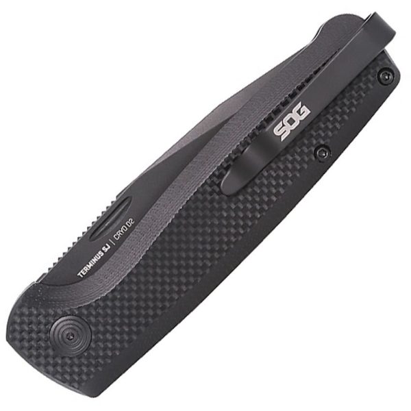 SOG Terminus SJ Blackout Folding Knife D2 Steel Black G10
