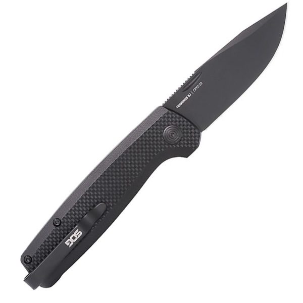 SOG Terminus SJ Blackout Folding Knife D2 Steel Black G10