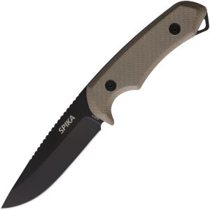 Spika Challenger Drop Point Fixed Blade Knife AUS-8 Green Micarta