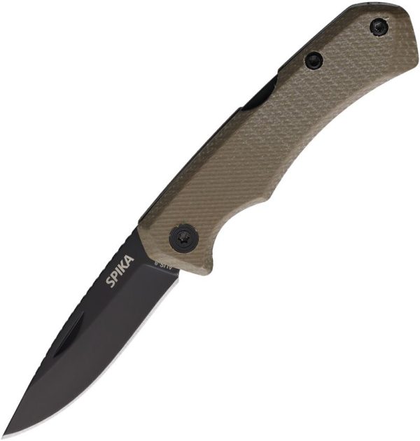 Spika Small Challenger Lockback Folding Knife AUS-8 Green Micarta