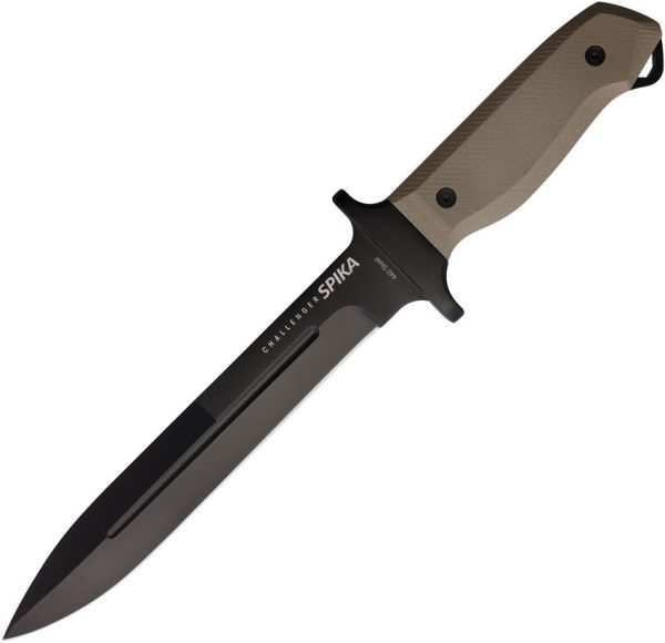 Spika Challenger Sticker Fixed Blade 440 Stainless Brown Micarta