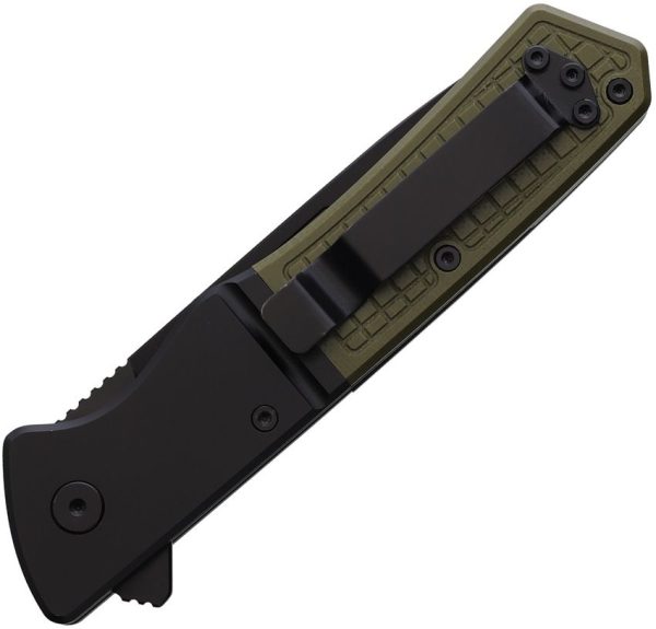 Se7en Plus Lizard Linerlock OD Green Folding Knife D2 Steel