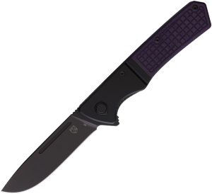 Se7en Plus Lizard Linerlock Purple Folding Knife D2 Steel