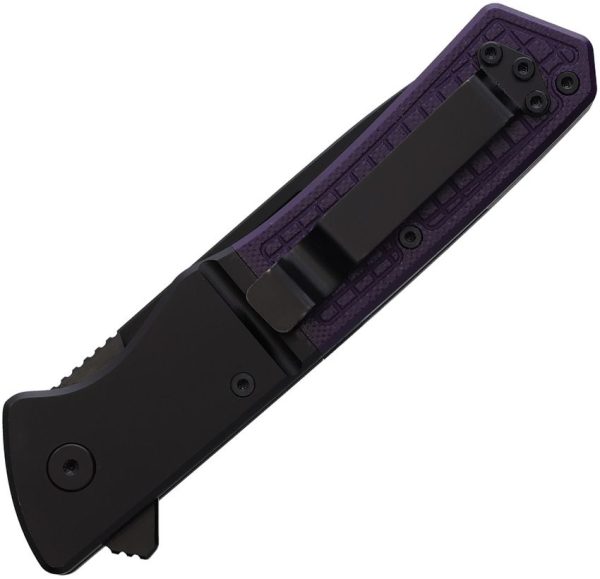 Se7en Plus Lizard Linerlock Purple Folding Knife D2 Steel