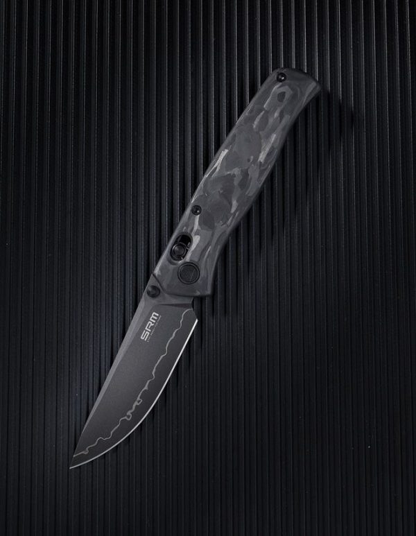 SRM Shred CF Folding Knife Carbon Fiber 3.25" Blade Pocket Clip