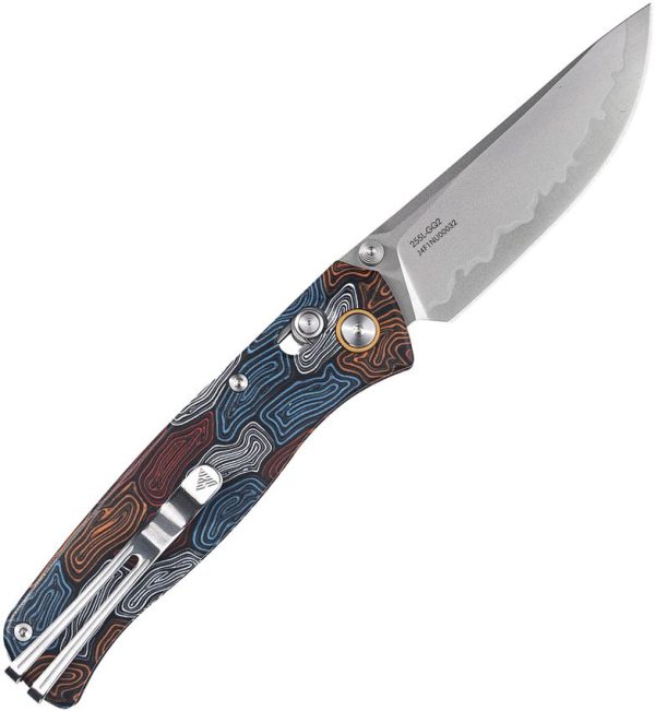 SRM 255L Ambi Lock Damascus Folding Knife 3.25" Blade G10