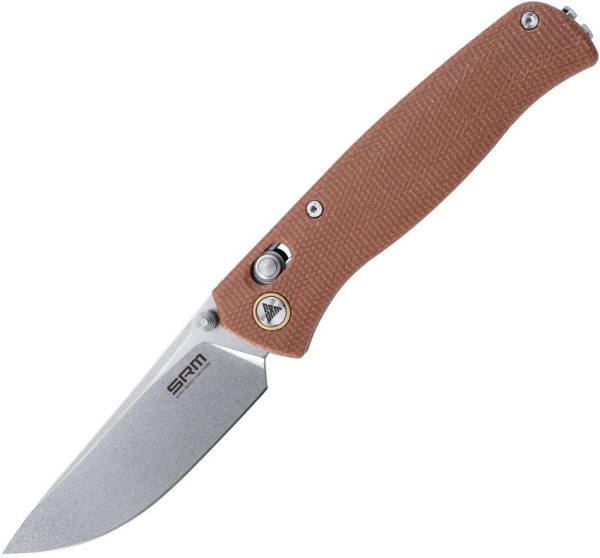 SRM255LMN.jpg SRM 255L Ambi Lock Folding Knife Damascus Steel Brown G10
