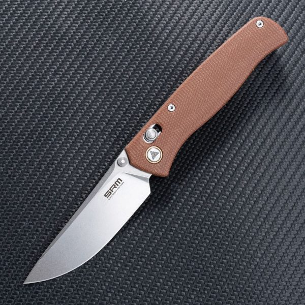 SRM255LMN_add_05.jpg SRM 255L Ambi Lock Folding Knife Damascus Steel Brown G10