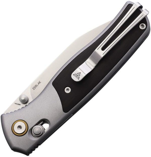 SRM Medal Axis Lock Folding Knife 14C28N Ebony Wood Gray