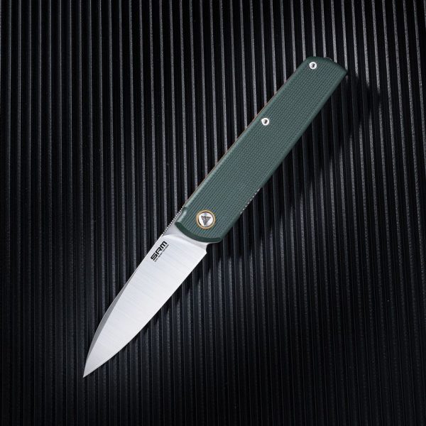 SRM Qrick Linerlock Folding Knife 14C28N Green G10 EDC