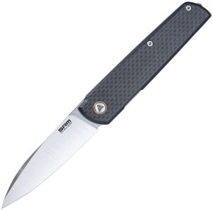 SRM Qrick Linerlock Folding Knife 14C28N Black G10 Carbon Fiber