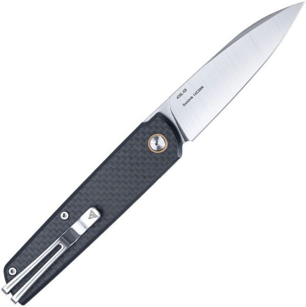 SRM Qrick Linerlock Folding Knife 14C28N Black G10 Carbon Fiber