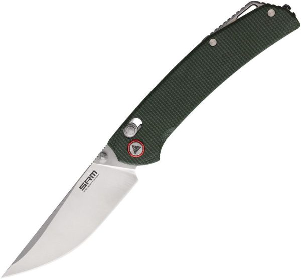 SRM 411L Ambi Lock Folding Knife 14C28N OD Green Micarta