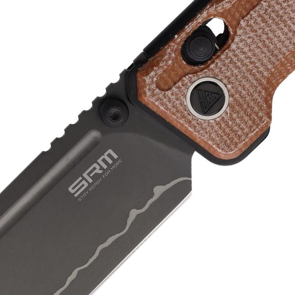 SRM Rubik Ambi Lock Folding Knife 3.5" Black Blade Orange Handle