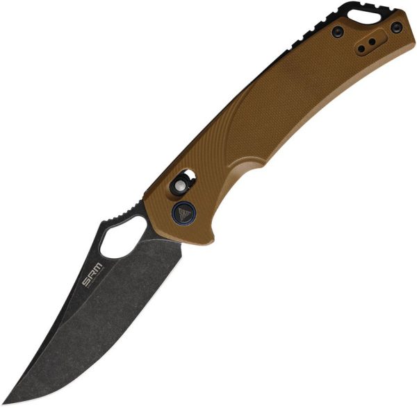 SRM Knives 9202 Ambi Lock D2 Stonewash - Brown G10