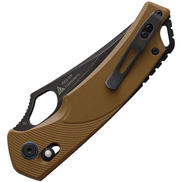 SRM Knives 9202 Ambi Lock D2 Stonewash - Brown G10