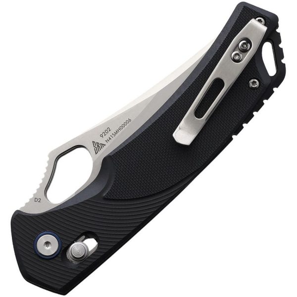 SRM Knives 9202 Ambi Lock D2 Satin - Black G10