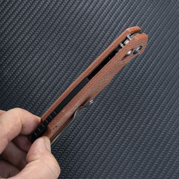 SRM Knives 9203 Ambi Lock - Brown Canvas Micarta
