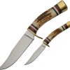 Steel Stag Twin Hunter Set Fixed Blade Stag Handle Knife