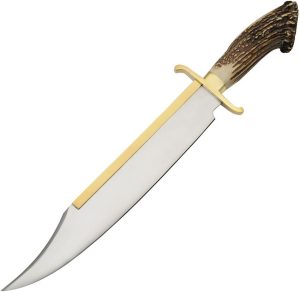 SS7029.jpg Steel Stag Crown Filework Bowie Fixed Blade Stag Handle 15"