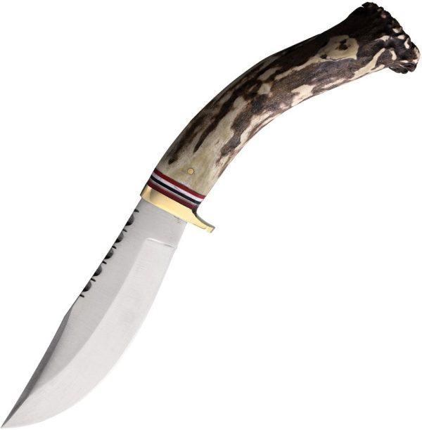 SS7030.jpg Steel Stag Hunter Fixed Blade Knife 5" Stag Handle Leather Sheath
