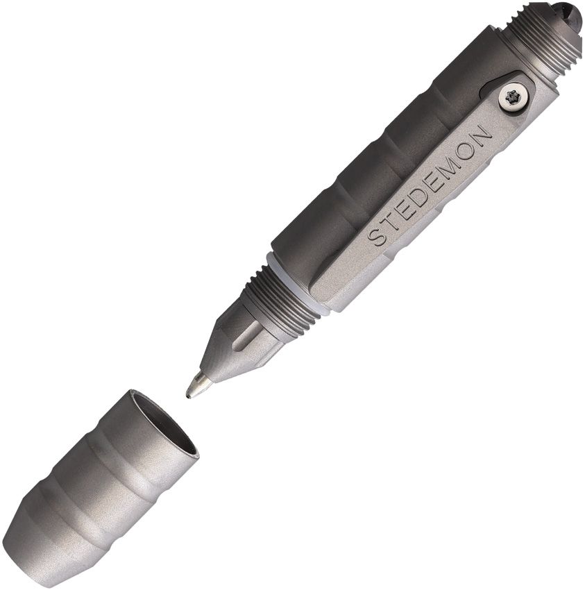 Stedemon EDC Tactical Pen Blasted Titanium w/ Glass Breaker