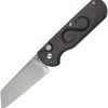 Straight Line Rox Button Lock Folding Knife M390 Burlap Micarta