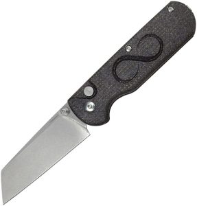 Straight Line Rox Button Lock Folding Knife M390 Burlap Micarta
