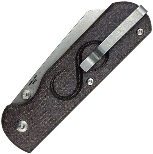 Straight Line Rox Button Lock Folding Knife M390 Burlap Micarta