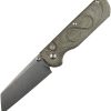 Straight Line Rox Button Lock Green Micarta Folding Knife M390