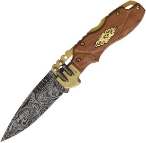 S-TEC Steampunk Spine Lock Damascus - Brown Wood