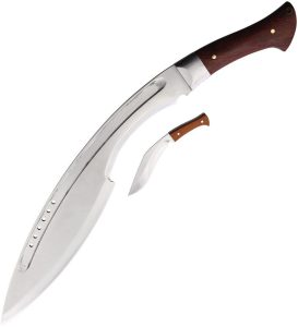 Defcon Kukri Set 13.5" Satin Stainless Fixed Blade Brown Wood