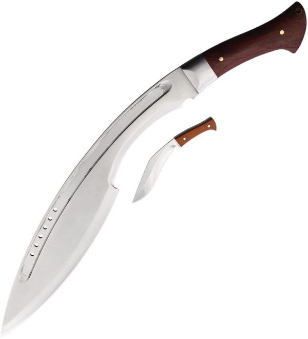Defcon Kukri Set 13.5" Satin Stainless Fixed Blade Brown Wood