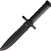 S-TEC Survival Knife Black 7.5 inches Serrated Compass