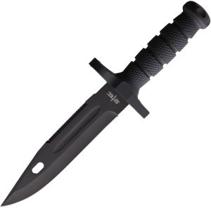 S-TEC Bowie Black Fixed Blade - Stainless 7.5 inches