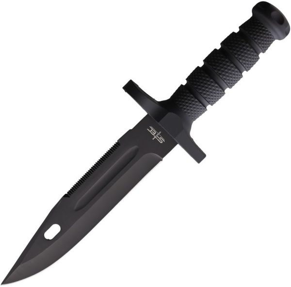 S-TEC Bowie Black Fixed Blade - Stainless 7.5 inches