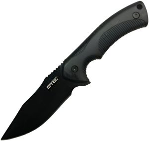 S-TEC Fixed Blade Black - Textured ABS Handle 4 inches