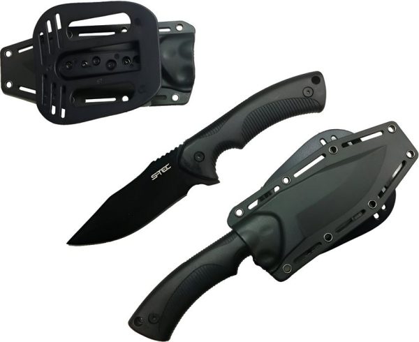 S-TEC Fixed Blade Black - Textured ABS Handle 4 inches