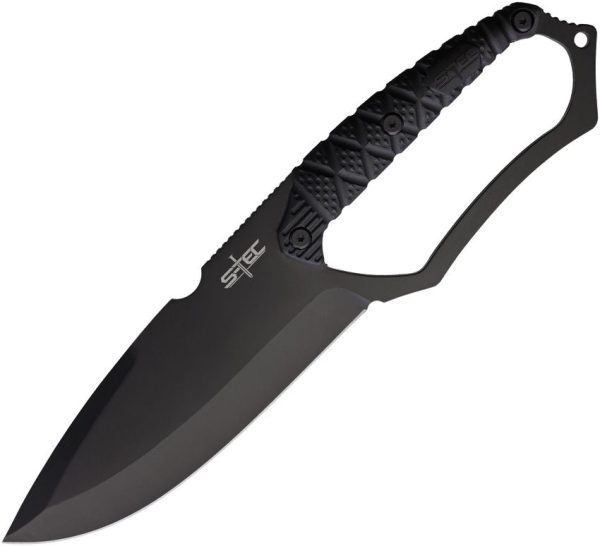 STT25148BK.jpg S-TEC Fixed Blade Black Spear Point D-Guard